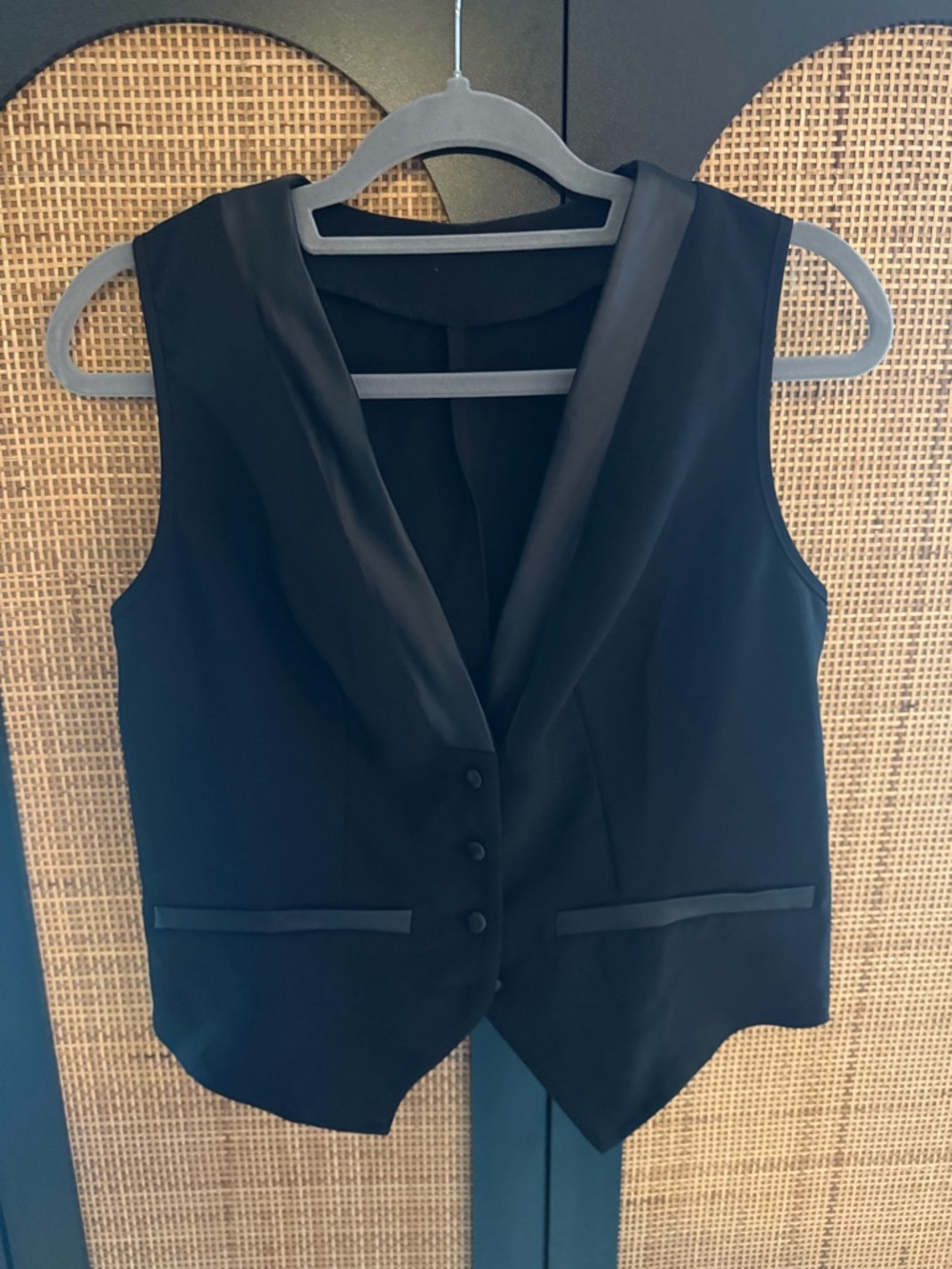Black Satin-Trim Vest Top